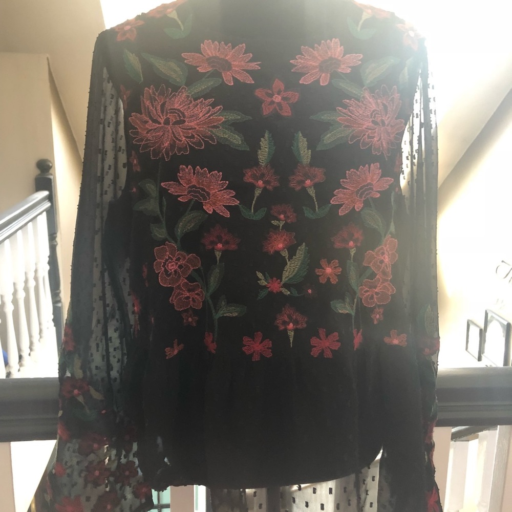 Peplum sheer top